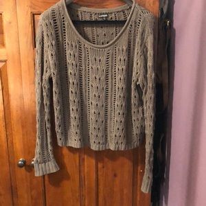 Express taupe open knit sweater tunic small